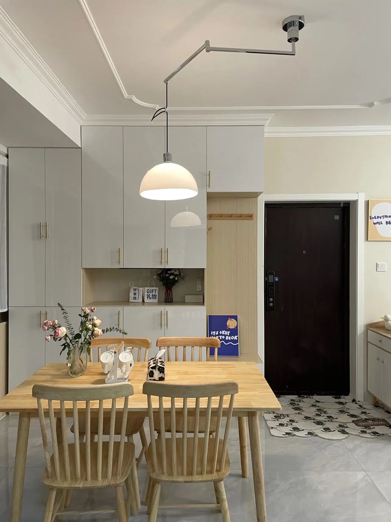 Nordic Restaurant LED Chandelier Modern Minimalist Study Kitchen IslandsTable LIGHT Can Transfer Mobile Design Creative Lamp