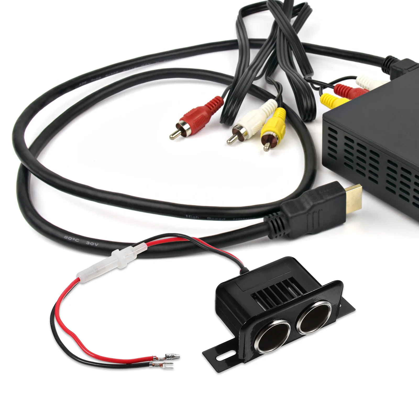 

One to Two Sockets 12V Cigarette Lighter Adapter Car Power Splitter Female Socket Plug Converter Double