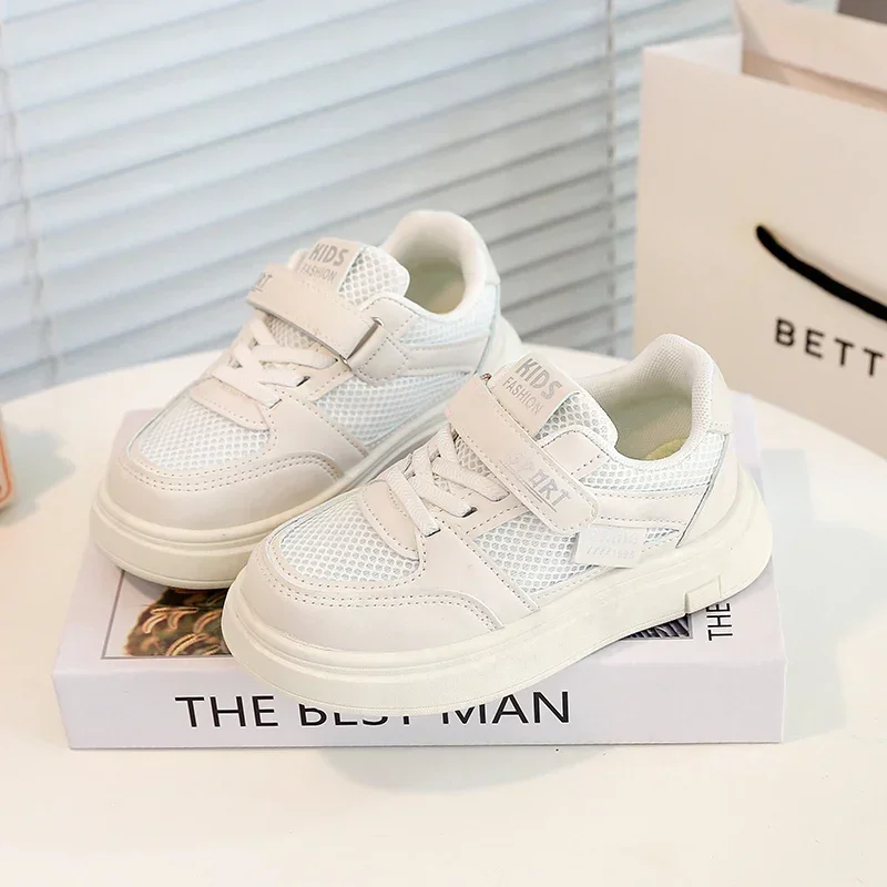 

Girls Sports Shoes Mesh Breathable 2025 Spring Autumn Students Casual Shoes Soft Sole Non-slip Kids Tennis Shoes Hook&loop Trend