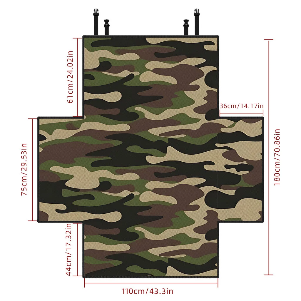 Army Green Camouflage Print Oxford Fabric Pet Trunk Mat, Pet Trunk Cover, Dog Seat Mat,  Large Dog Seat Mat, Universal Size