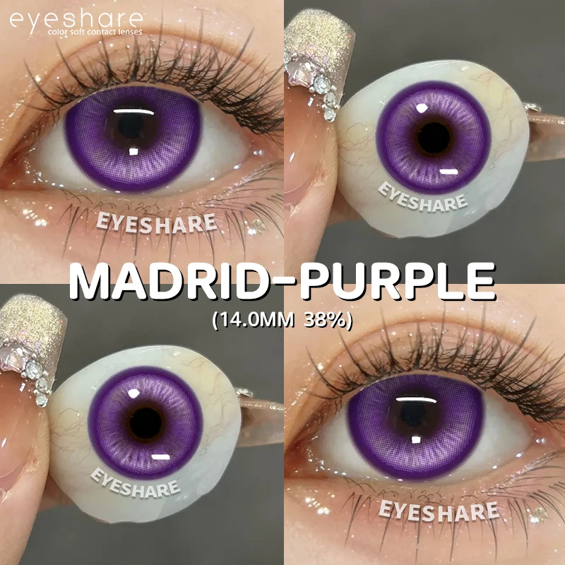 EYESHARE 1Pair Cute Cosplay Colored Contact Lenses for Halloween Anime Blue Pupil Lens Red Contact Lens Purple Colored Lenses