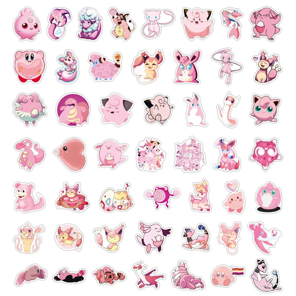 10/30/50PCS Pink Style Pokemon Anime Game Stickers Car Motorcycle Travel Luggage Guitar Fridge Laptop Classic Toy Kawaii Sticker