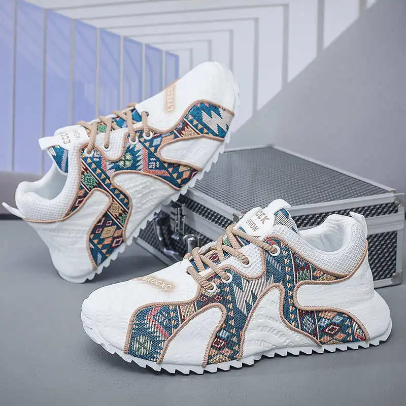 Men's Breathable Canvas Vulcanized Sneakers Lace-up Non-Slip Lightweight Casual Walking Shoes for Outdoor Daily Wear