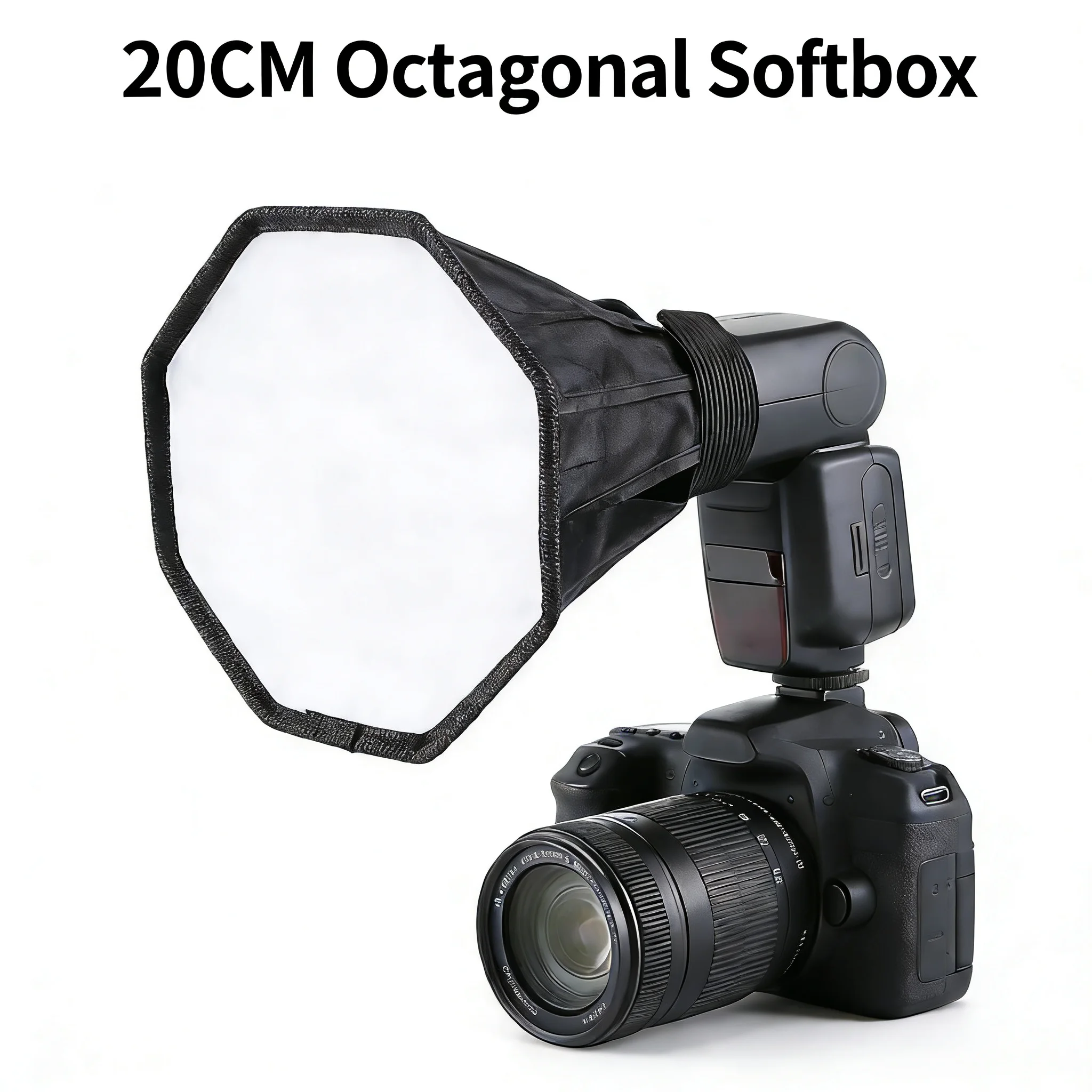 20cm Foldable Octagon Flash Diffuser Universal Speedlight Softbox for Canon Nikon Sony Olympus Godox DSLR Camera Photo Studio