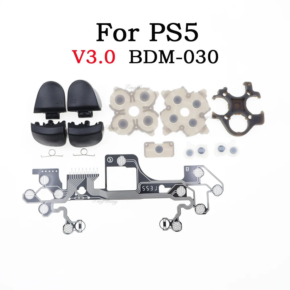 1Set For PS5 BDM-010/020/030 V1 V2 V3 Controller Trigger Buttons L1 R1 L2 R2 with Spring+Silicone Conductive Pad+Conductive Film