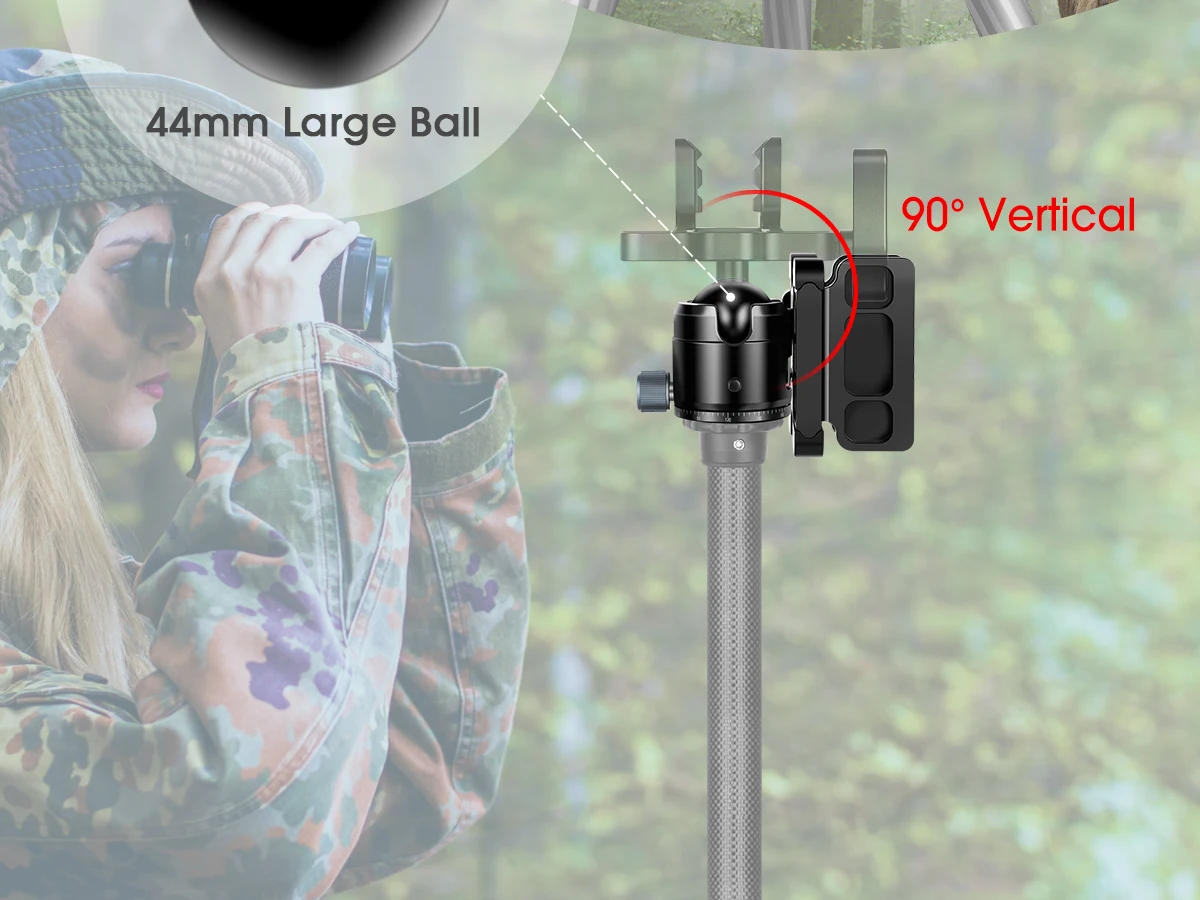 Manbily BH-U3 360 ° Kugelkopf für Jagdgewehr-Stativ, Satteladapter-Clip für präzises Schießen, Outdoor-Stativklemme, 44-mm-Kopf – Detail 4