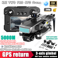 New KAI TWO PRO GPS Drone 3-axis PTZ with 5.6 Large Screen 360° Laser Obstacle Avoiding Sending Memory Card Brushless Dron 28min