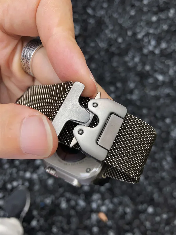 Correias de titânio com laço milanês para apple watch ultra 2 49mm série 10 9 5 4 se 8 7 6 46mm-42mm-41mm-45mm-44mm 38-40mm acessórios