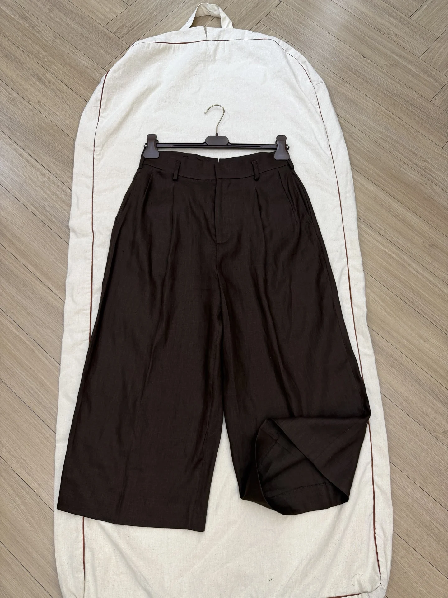 New High-Quality Fashionable Casual Linen Nine-Point Pants For Women In Autumn And Winter, Dark Brown