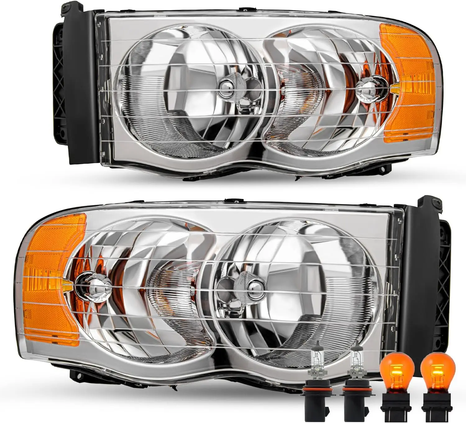

Замена фары в сборе для Dodge Ram 1500 2003-2005 2002-2005 Dodge Ram 2500/3500, пикап со стороны водителя и пассажира, хромированный Ho