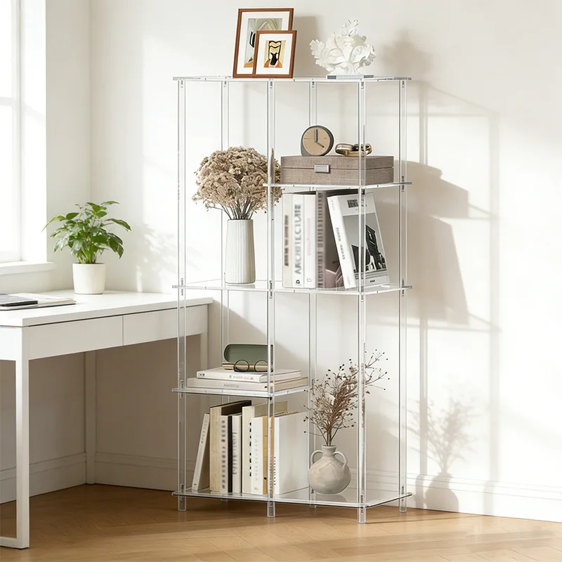 Acrylic transparent living room small side table bedroom bedside small space coffee table multi-layer