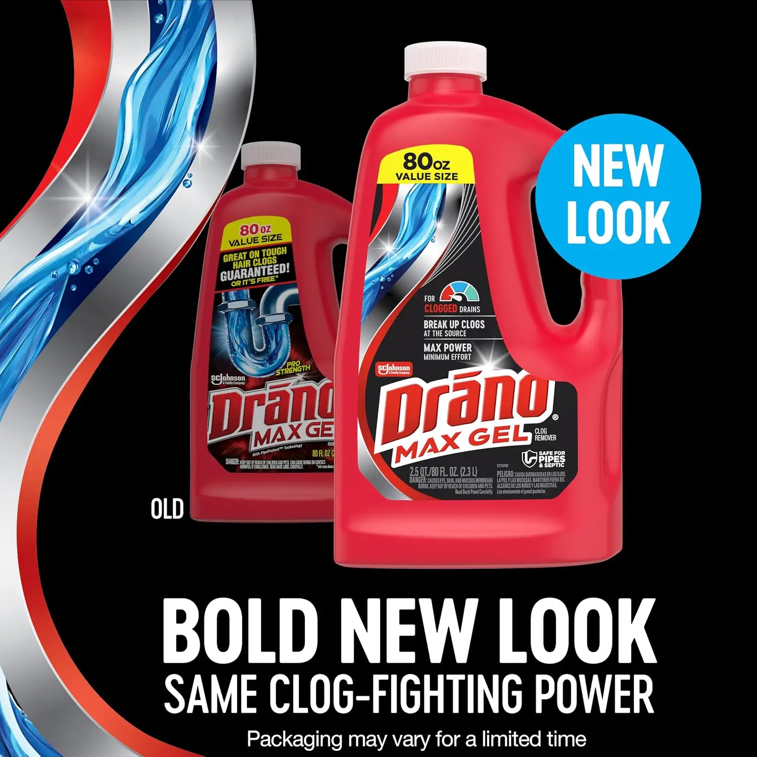 Drano Max Gel Drain Clog Remover & Cleaner, Safe for All Pipes/Septic, 80oz