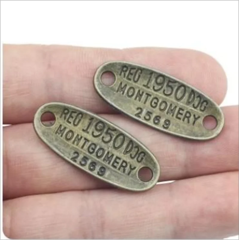 High Quality 10 Pieces/Lot 33mm*13mm Antique Bronze Words Tags Charms For Bracelets