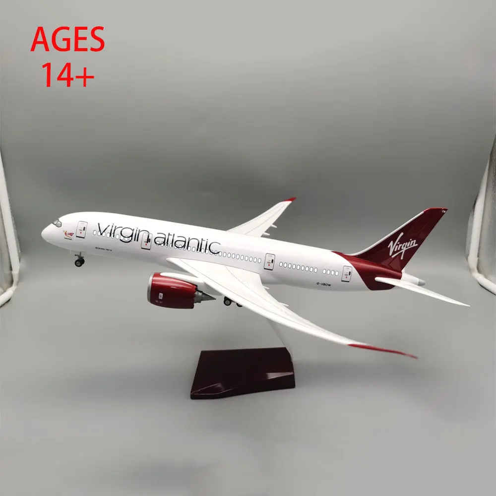 Souvenir Airplane 1/130 Scale Model 47cm Diecast Resin B787 Virgin Atlantic Airline Replica Plane Collection Display Decoration