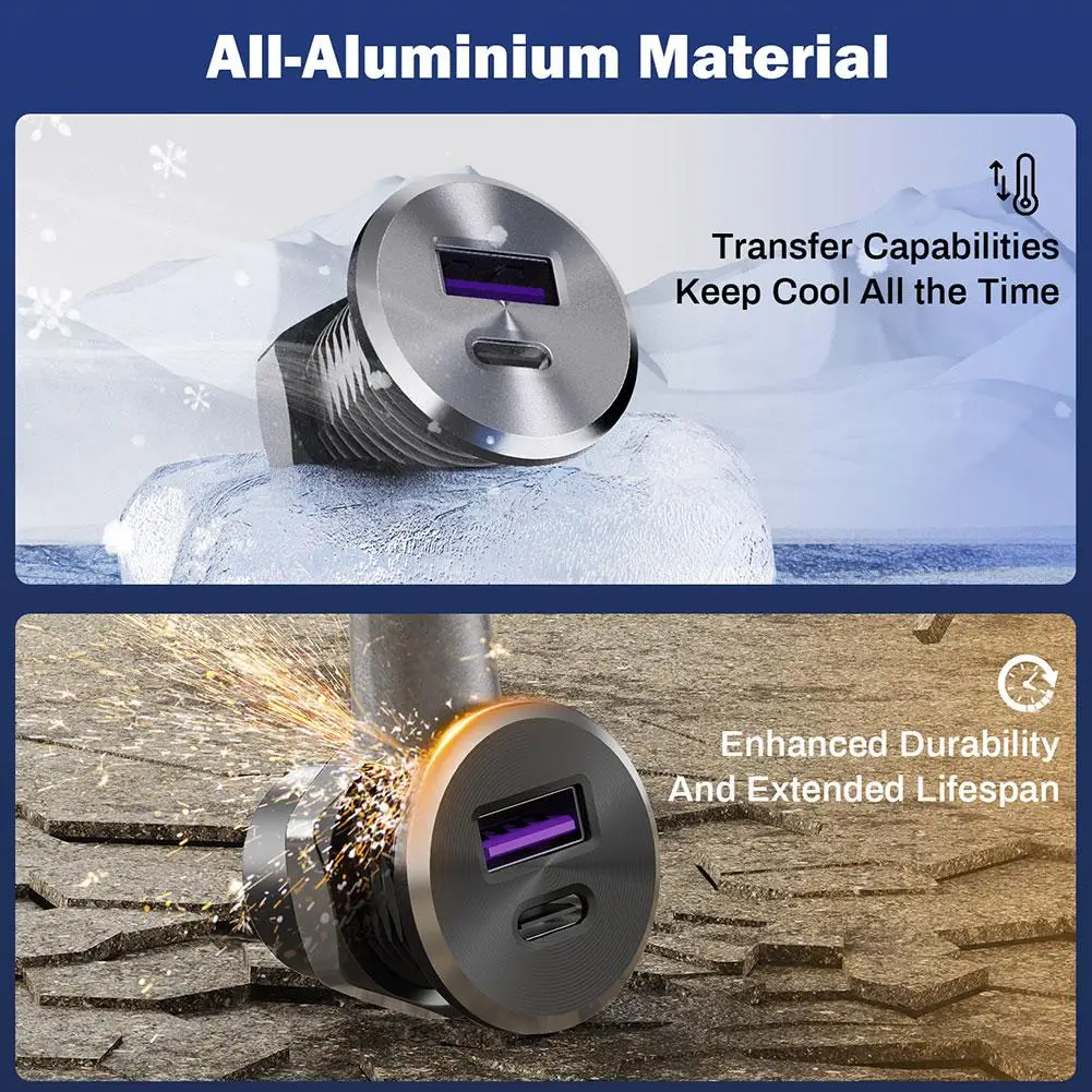 منفذ شاحن USB PD3.0 وQC3.0 بقدرة 30 وات | شاحن سريع RV من الألومنيوم بالكامل 12 فولت/24 فولت | لشاحنة التخييم، المقطورة، القوارب البحرية #5