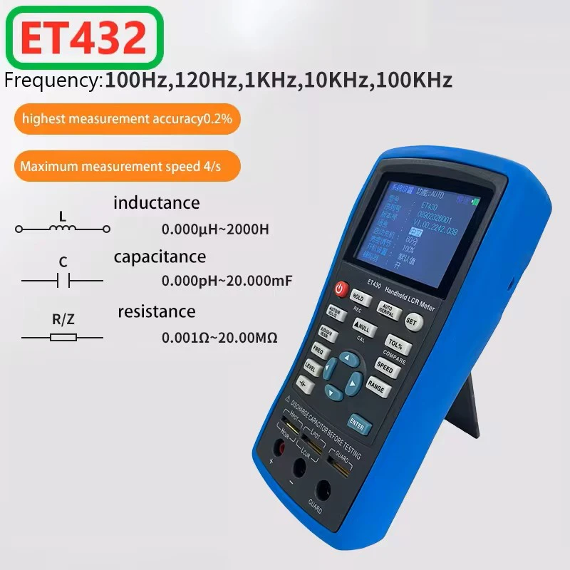 ET43 Series LCR Meter High Performance Factory 2026 Handheld Digital LCR Meter 100HZ Adjust Output Frequency Testing Equipment