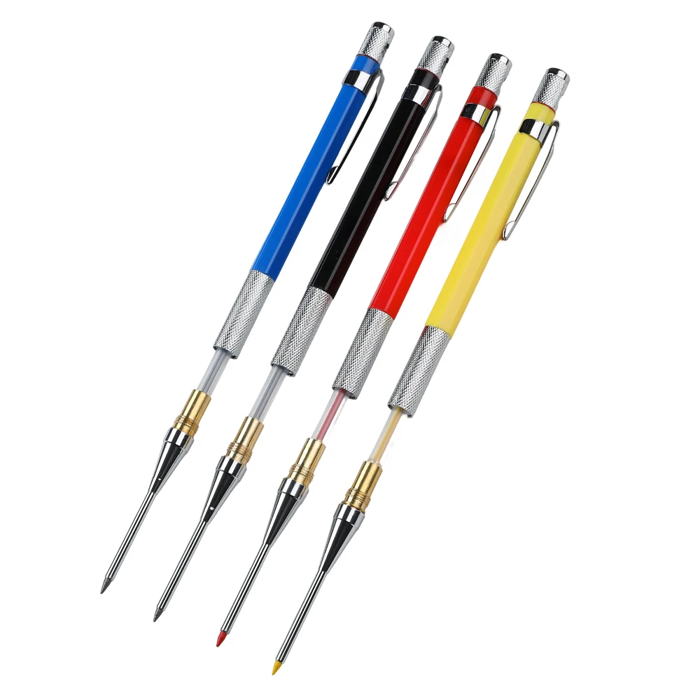 3Pcs/Set Multicolor Metal Woodworking Mechanical Pencil Set 2.0mm 2B Black Lead Core Deep Hole Scribing Marking Tool