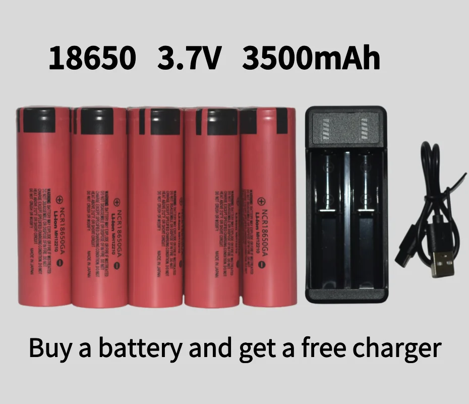 

Free shipping18650 battery 2024 100% original NCR18650GA high discharge 3.7V 3500mAh rechargeable battery flashlight flat top