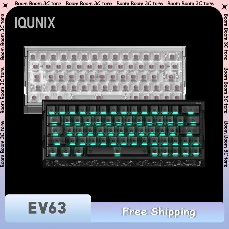 

IQUNIX EV63 Магнитный переключатель Клавиатура с эффектом Холла RGB Пользовательские 8 кГц Скорость заката 0,01 мм RT Игровая клавиатура с алюминиевым корпусом