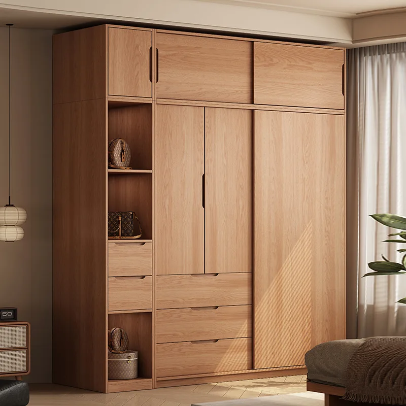 

Шкаф-купе с раздвижными дверями из массива дерева для дома, спальни, современный минималистичный гардероб