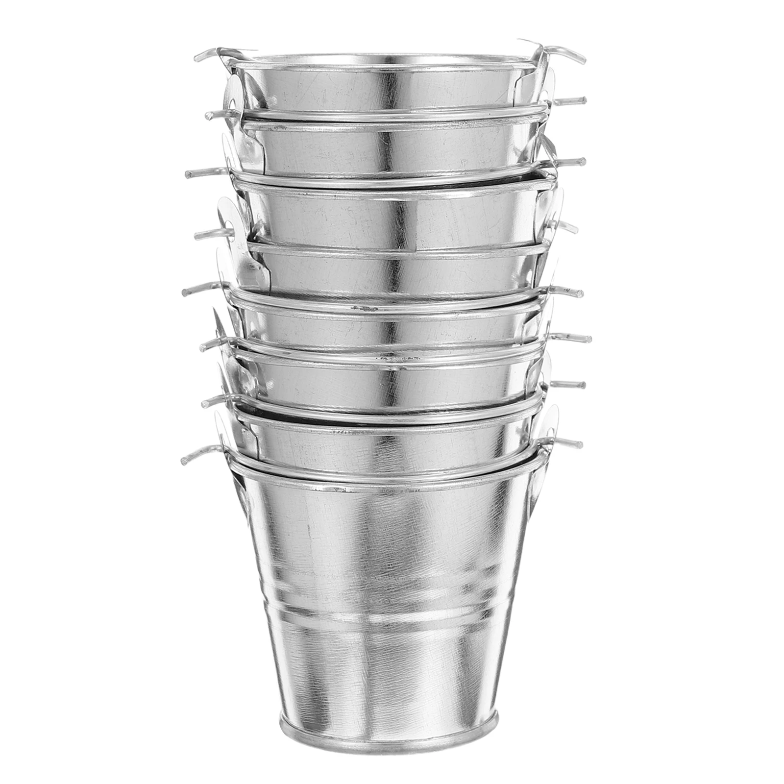 

Small Iron Buckets Planters Flower Pots Metal Tin Mini Containers Gardening Party Supplies Durable Safe Simple Design Wall