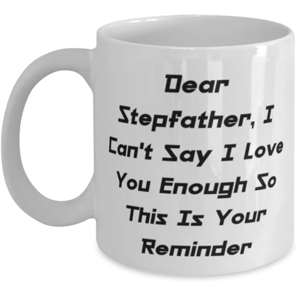 

Stepfather from Son Mug - Stepdad Gift with Heart Handle Cup, 11oz & 15oz Mugs Suitable for Birthday, Father' Day, Stepfamily Gi