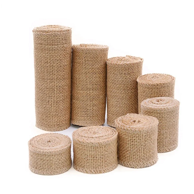 

2M Natural Jute Burlap Ribbon Rolls Vintage Rustic Wedding Decoration Christmas Gift Wrapping