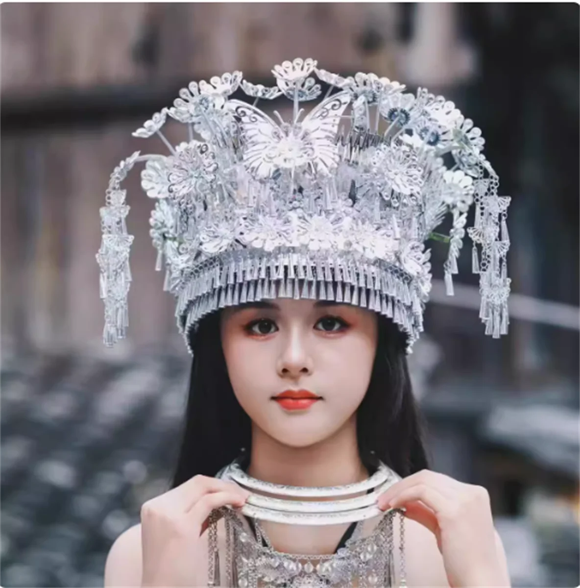 

Miao ethnic group headwear aluminum sheet hat stage Dong and Yao ethnic group aluminum hat