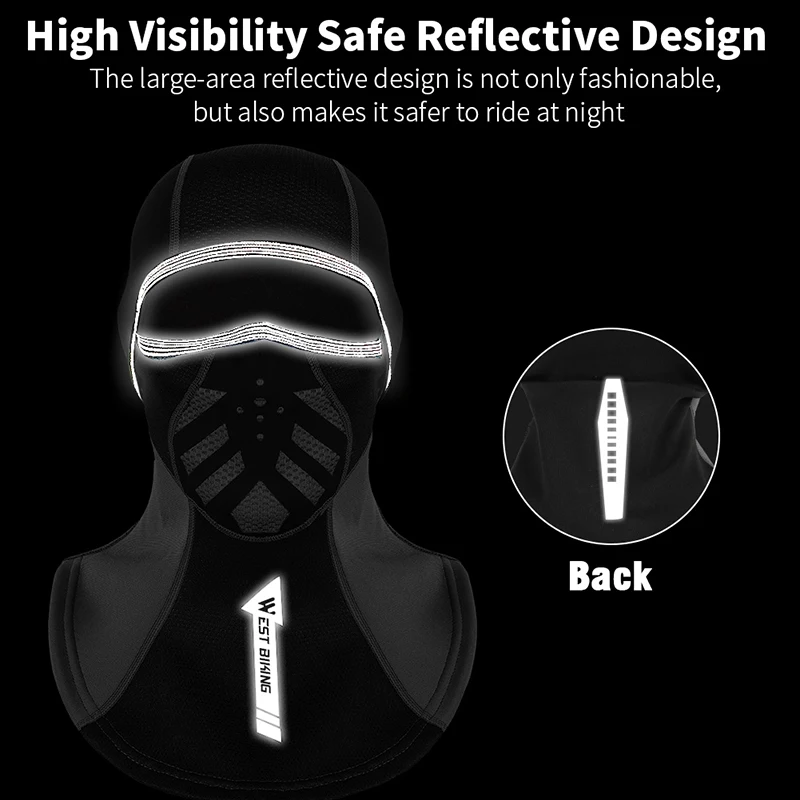 WEST BIKING Warm Winter Cycling Cap Reflective Men Women Sport Scarf Balaclava Neck Warmer Bicycle Motocycle Ski Running Cap Hat