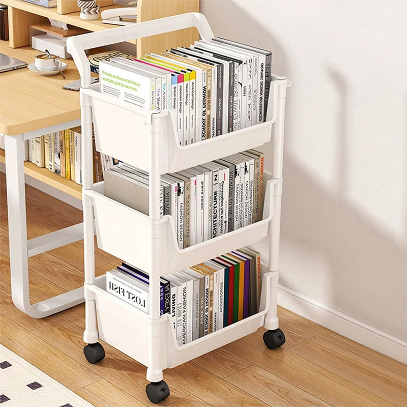 Mobile Storage Rack Trolley, Multi Storey Snacks Storage Rack, Mobile Rack Trolley Bookshelf, Mobile Storage Rack Trolley