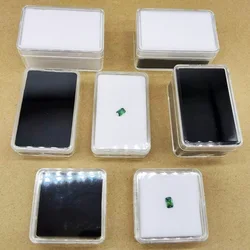 10PCS Square White Black Soft Cushion Acrylic Display Box Rectangle 40*40mm Bare Diamond Jewelry Storage Gift Gemstone Sponge
