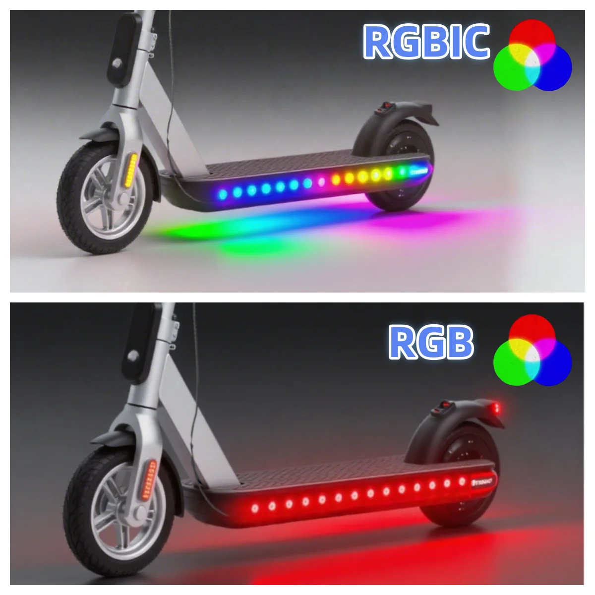 شريط إضاءة LED للسكوتر الكهربائي، مصدر طاقة مزدوج الوضع USB/بطارية، ضوء تحذير عالمي للركوب الليلي، شريط إضاءة أمان،