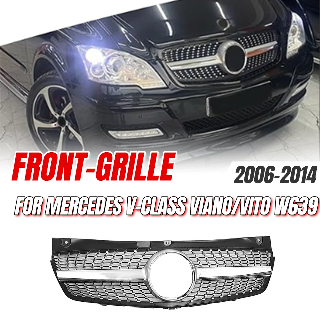 

ABS Diamond Star Front Grille Racing Grill for Mercedes Benz Viano W639 2006-2010 / 2011-2014 – Car Styling Upgrade Accessories