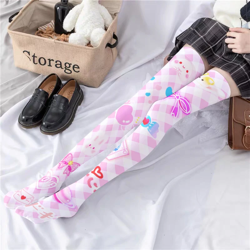 Japanese Sweet Mori Lolita Thigh Stockings Cute Angel Unicorn Kawaii Loli Soft Girl Over The Knee Stockings Halloween Role Play