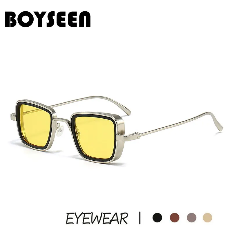 BOYSEEN Vintage Metal Steampunk Sunglasses Men Women Sun Glasses For Men Women Stylish Retro Brand Shades Male Female UV400