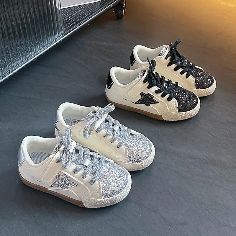 Baby Spring/autumn Fashion Sequined Catwalk Style Cute Students Sneakers Flat Vulcanized Shoes Comfortable Kids Toddler Shoes