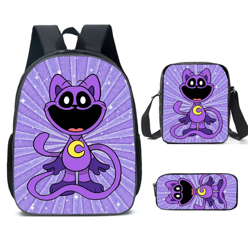 Cute Cartoon Impresso Mochila Conjuntos para Crianças, Sorrindo Dólares, Lunch Bag, Lápis Case, Grande Capacidade, Casual Estudantes Schoolbag, Presente, 3Pcs