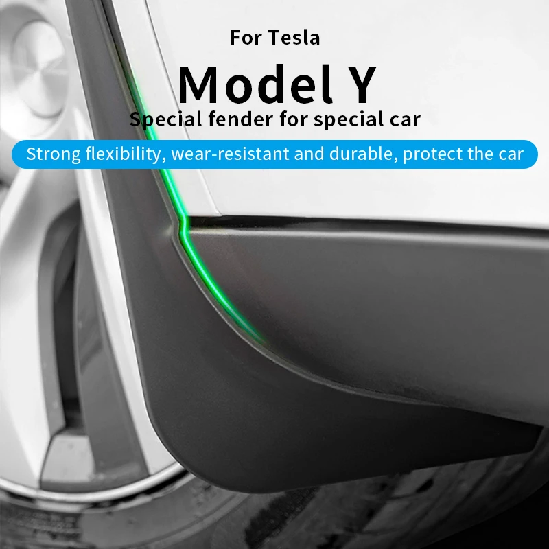 Image of Kompatibel mit Tesla Model Y 2020-24 Model Y Kotflügel, Nicht-Perforierte Vorder- und Hinterradmodifikationen, Weiche Gummischutzvorrichtungen