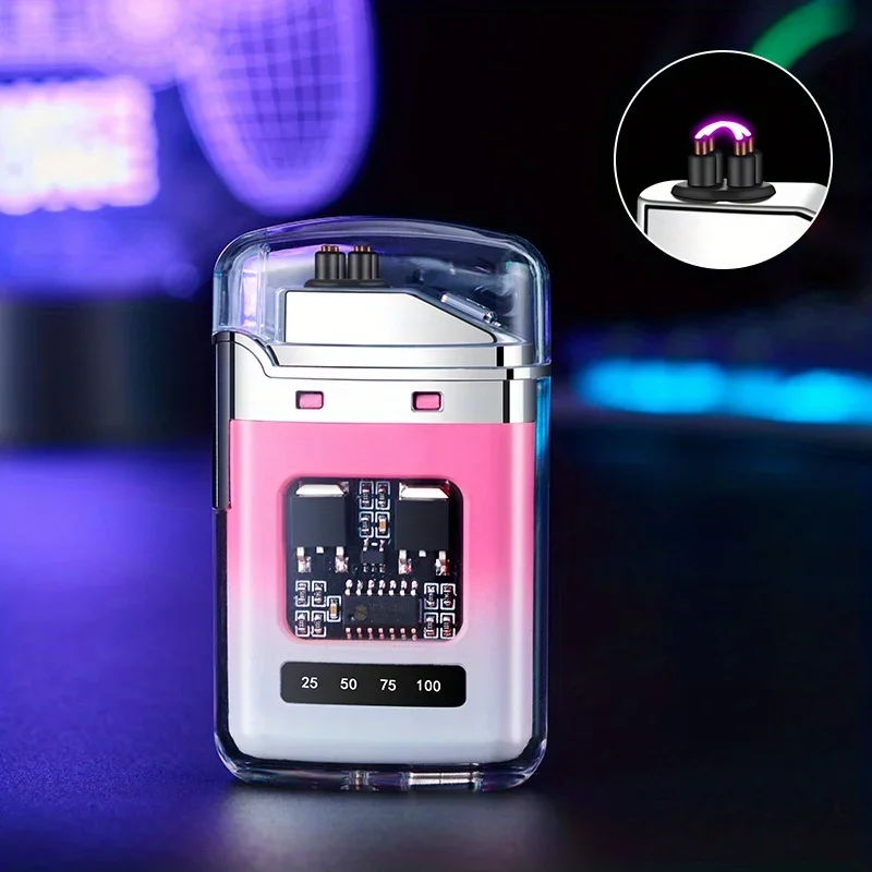 Rechargeable USB Electronic Lighter, Windproof Flameless LED Smart Dual Arc Portable Outdoor Survival Cigarette Lighters  Gifts view 6