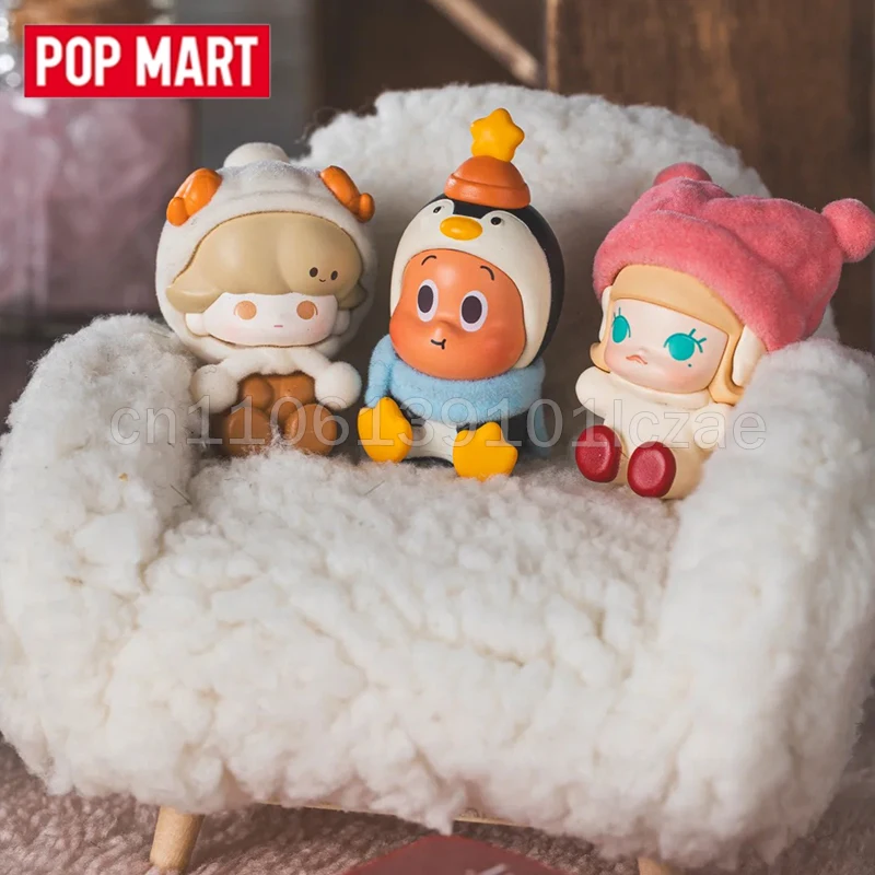 

POP MART POP BEAN Fluffy Cozy Series Мини-кукла Слепая коробка Mystery Box Guess Bag Игрушки Настольный орнамент Коллекция Рождественский подарок