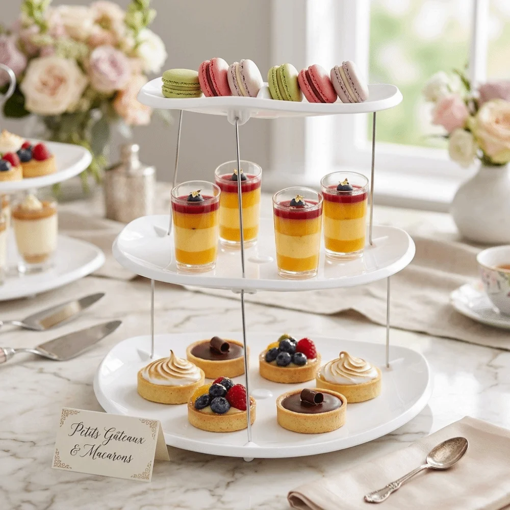 Food Grade Resin Dessert Stand Detachable Tier Three Tier Cupcake Holder Lightweight Stable Support Pole Serving Tray