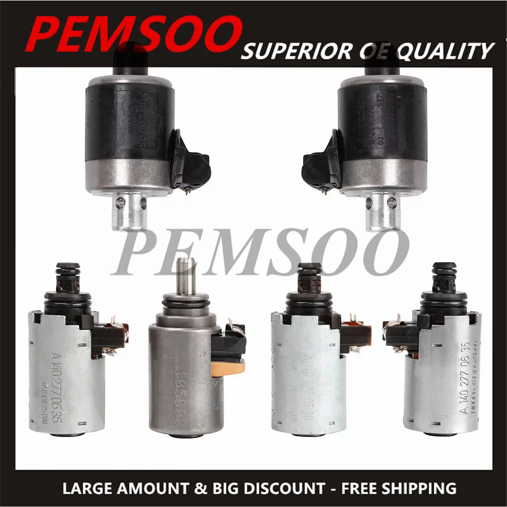 6pcs 722.6 Transmission Solenoids 5-Speed Automatic Transmission For Mercedes Benz Tested 1402770035 1402770098