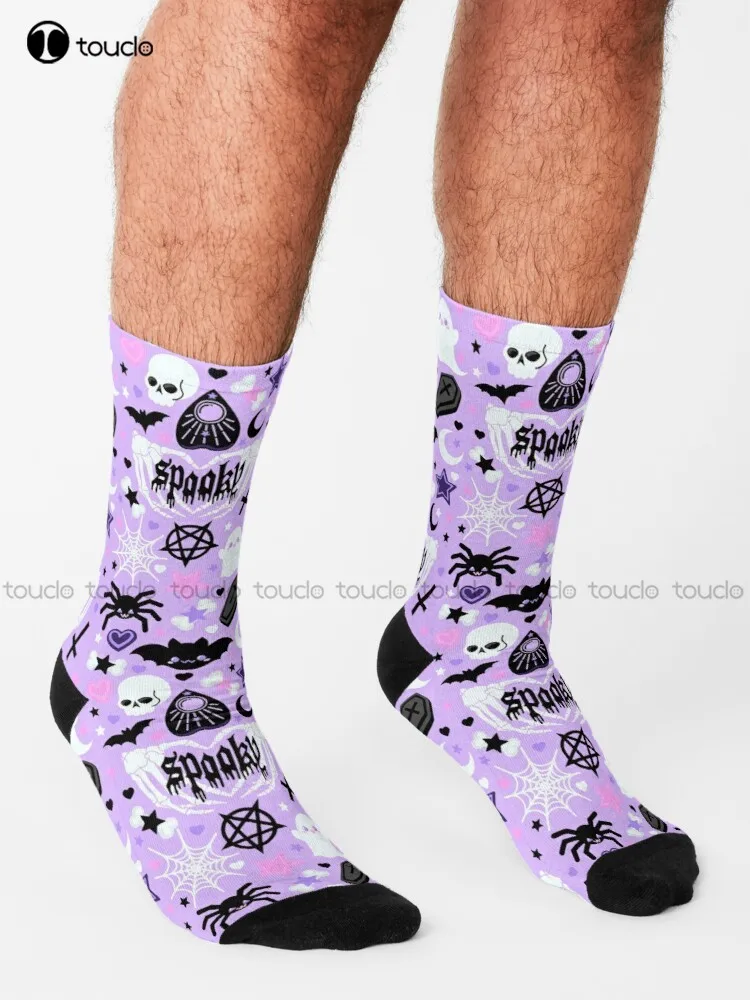 Chaussettes gothiques pastel pour hommes, streetwear d'art drôle, dessin animé coloré, cadeau de Noël, nouvel an, unisexe, adulte, Halloween