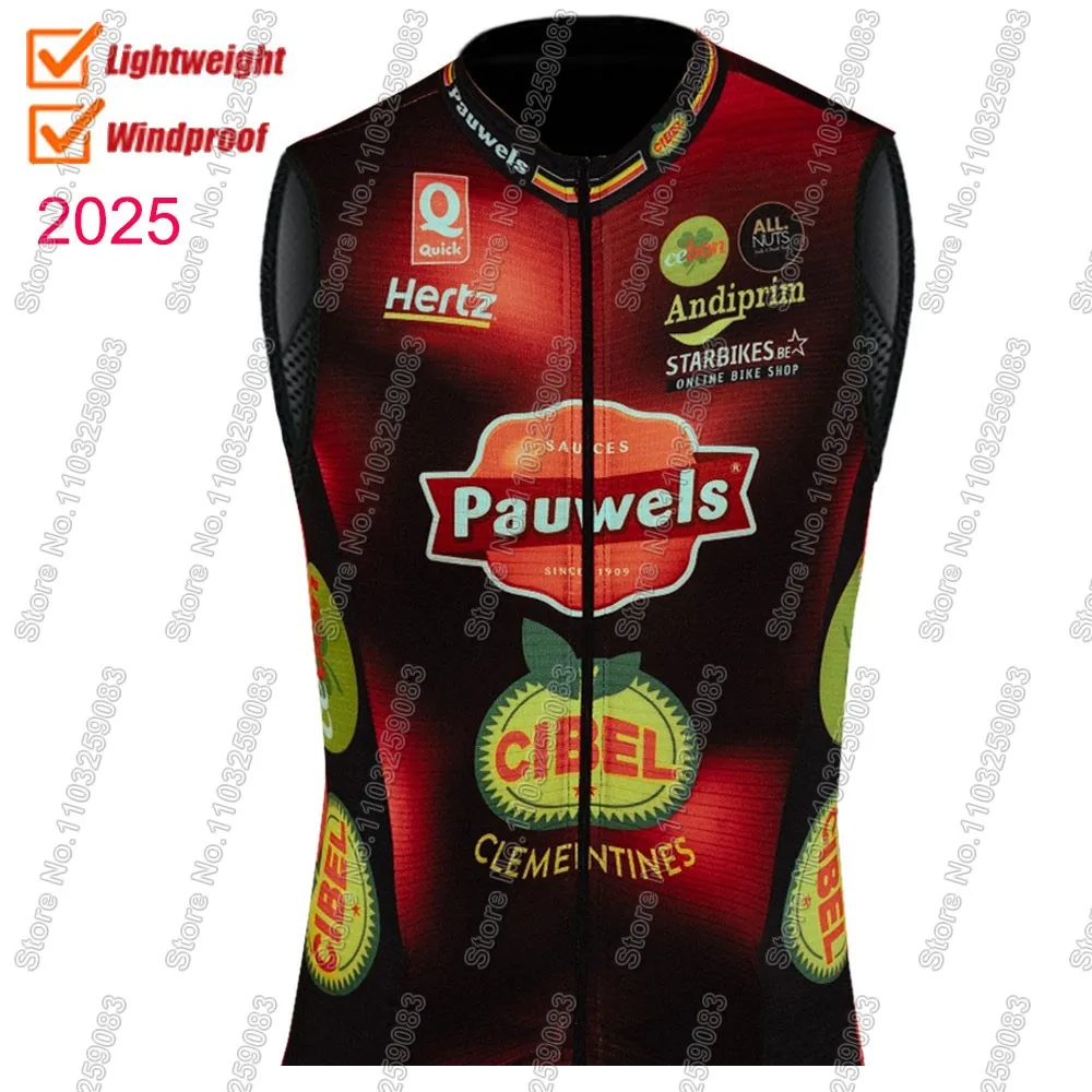 Pauwels Sauce - Cibel Clementines 2025 Cycling Vest Windproof Men Wind Vest Road Cycling Jersey Sleeveless Bike Windbreaker