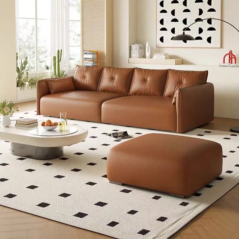 

#Straight Sofa Technology Fabric Sofa Living Room Small Household Head Layer Cowhide Modern Simple Sofa Set Furniture