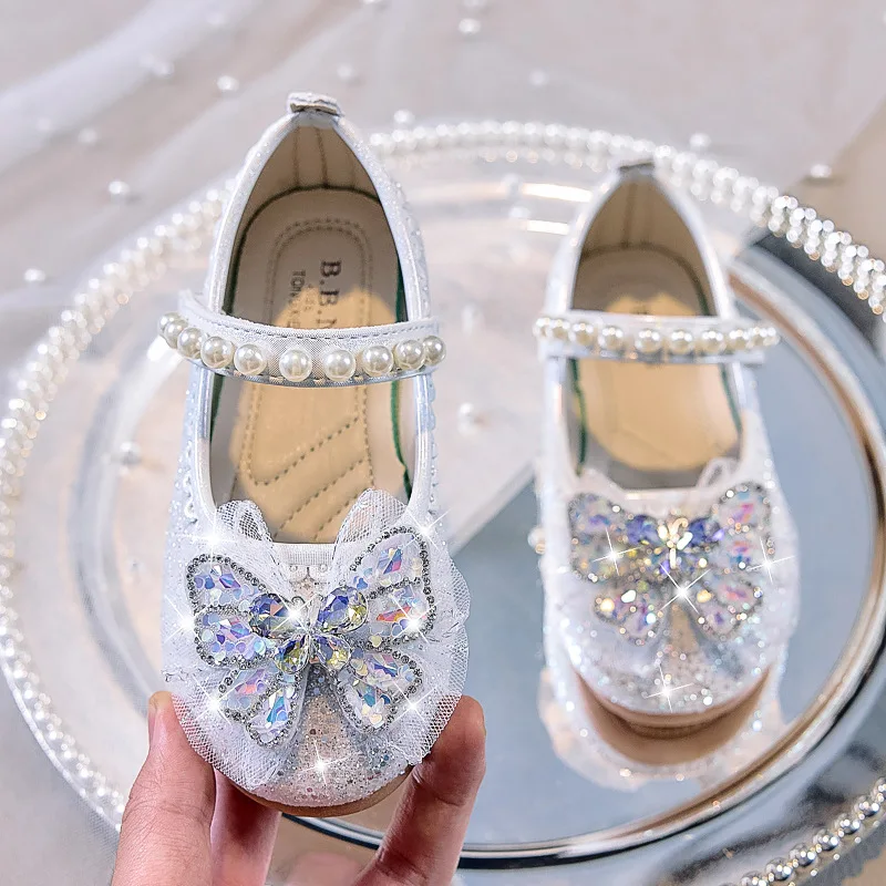 Mädchen Glitzer Strass Schmetterling Perlen Mary Jane Ballerinas Rutschfeste Weiche Sohle Kleinkind Mädchen Hochzeit Party Prinzessin Festliche Schuhe – Detail 4