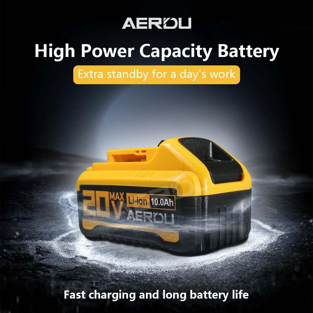 AERDU For DCB200 Tools Battery 20V 6Ah-10Ah 21700 Lithium-Ion Battery For Dewalt DCB206 DCB200 DCB205 DCF845 DCF850 DCF892 DCF91