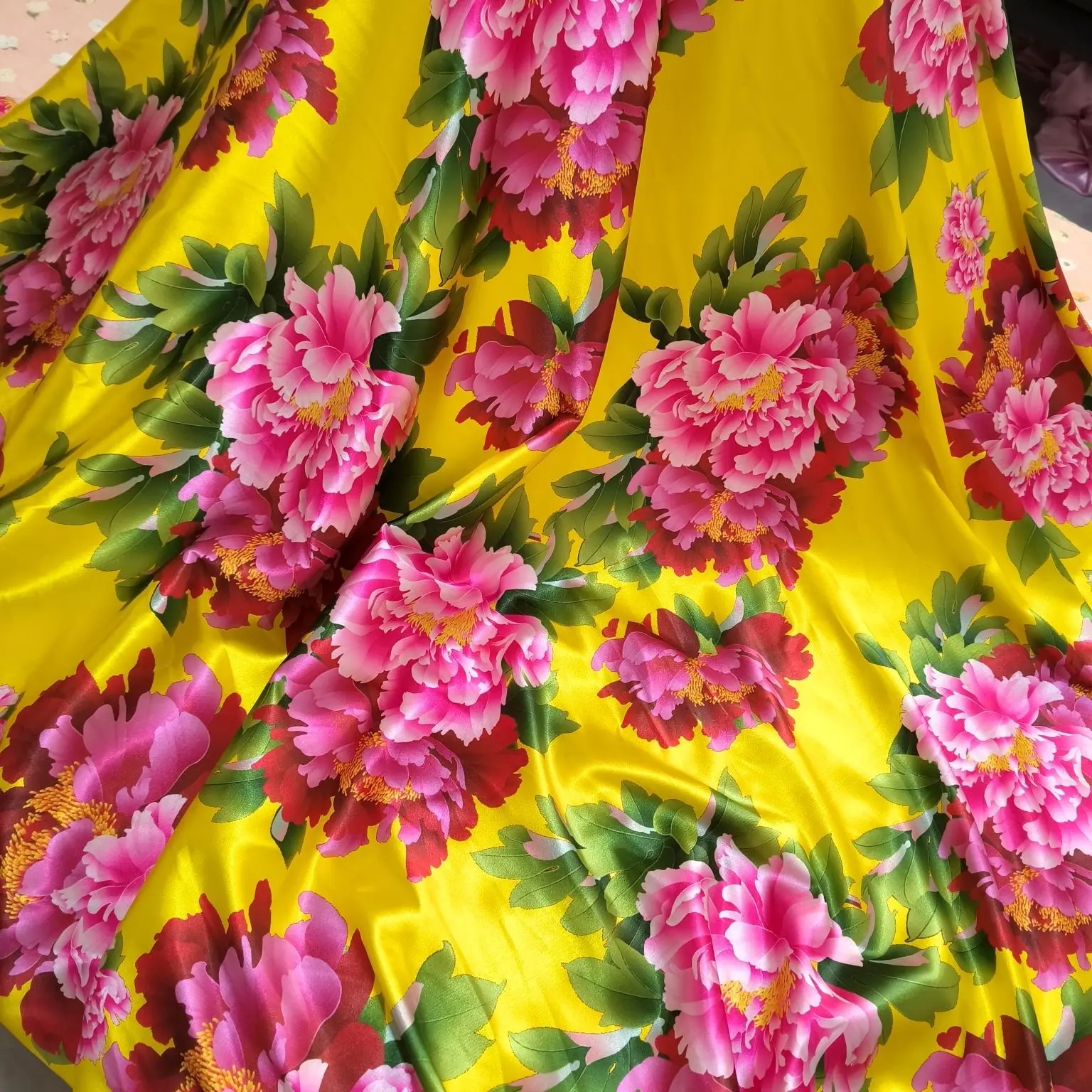 Floral Print Acetate Satin Fabric Silky Smooth By The Meter for Bed Sheets Diy Sewing Lining Textile Soft Cloth