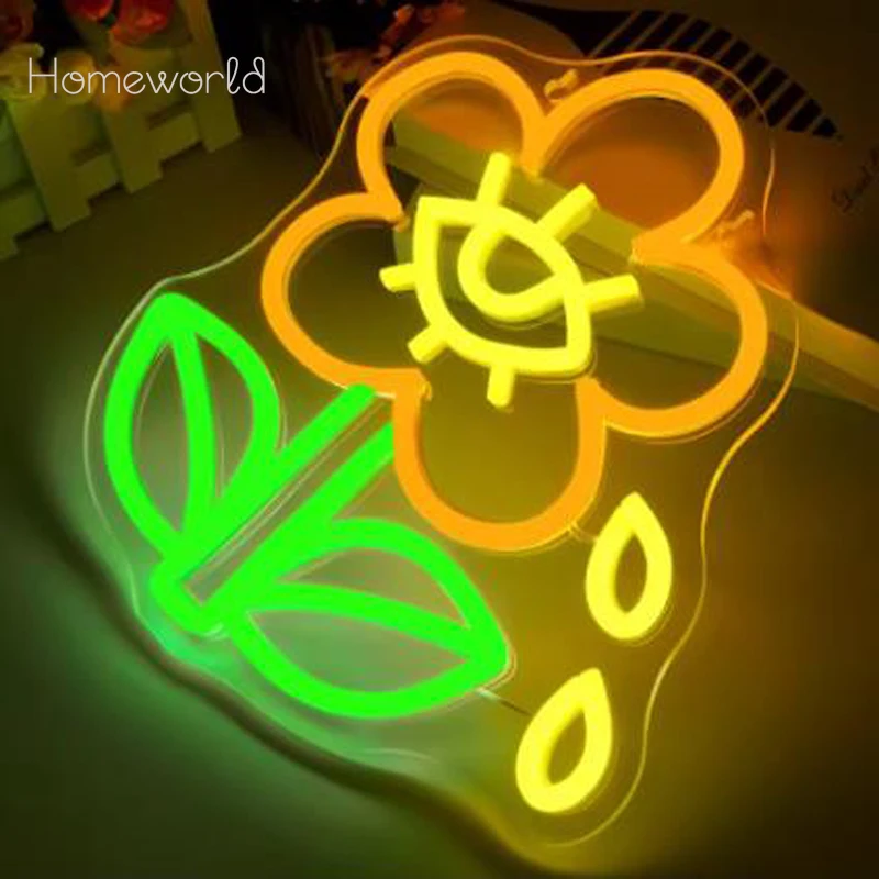Flower LED Neon Sign Used for living room bedroom Baby Room Wall Art Decorative Lights USB powerd holiday birthday party gifts