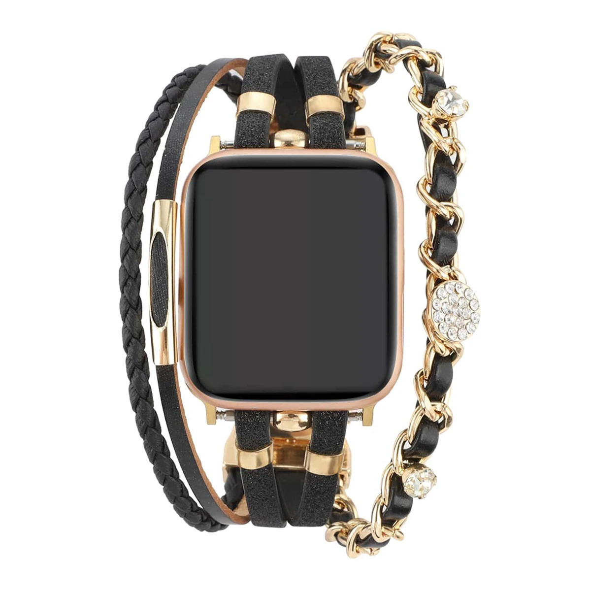 Cinturino in pelle metallica moda per cinturino Apple Watch 45mm 46 38 40 41 42 49 44mm Bracciale a maglie da donna per iWatch Series 10 9 8 SE 7 6